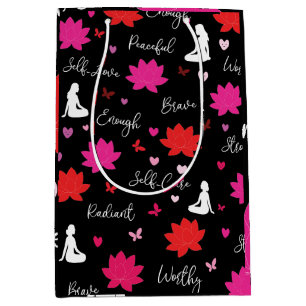 Medium Glossy Gift Bag Lotus Floral Mindfulness