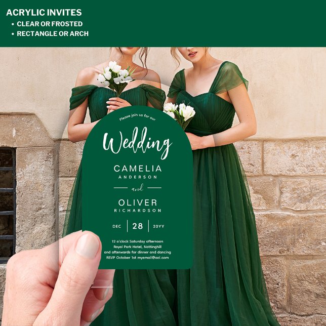 Medium Green Arch Acrylic Wedding Invites Modern Invitations (Creator Uploaded)