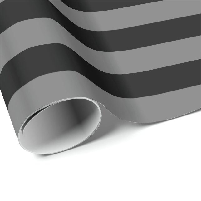 Medium Grey and Black Stripe Wrapping Paper (Roll Corner)