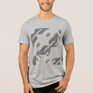 Medium Grey Diagonal Zig-zag Tropical Art Design Tri-Blend Shirt