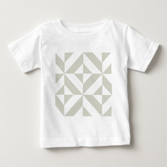 Medium Grey Geometric Deco Cube Pattern Baby T-Shirt (Front)