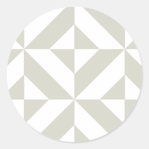 Medium Grey Geometric Deco Cube Pattern Classic Round Sticker