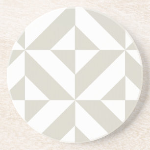 Medium Grey Geometric Deco Cube Pattern Coaster