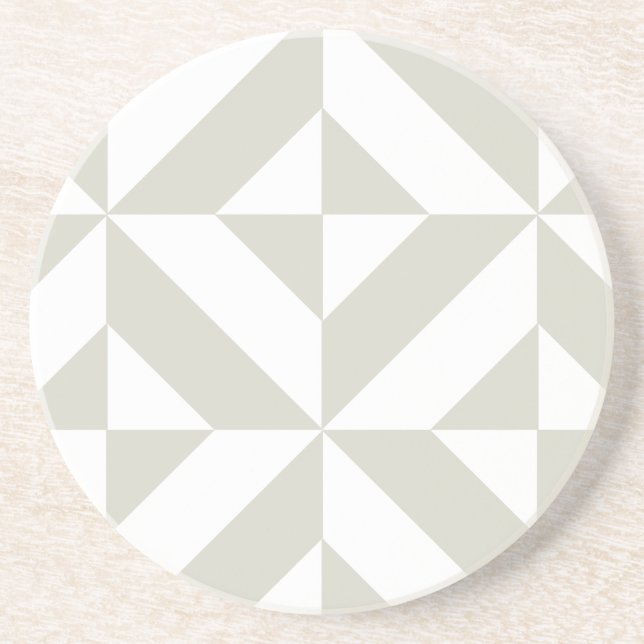 Medium Grey Geometric Deco Cube Pattern Coaster (Front)