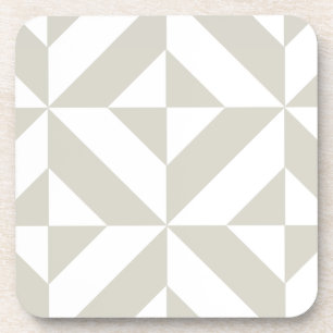 Medium Grey Geometric Deco Cube Pattern Coaster