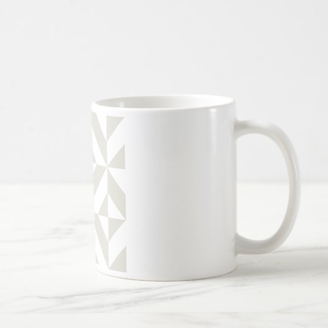 Medium Grey Geometric Deco Cube Pattern Coffee Mug (Right)
