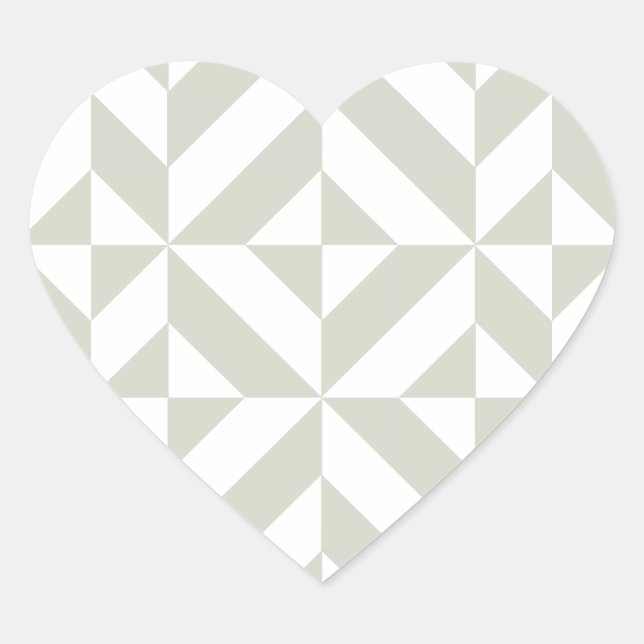 Medium Grey Geometric Deco Cube Pattern Heart Sticker (Front)