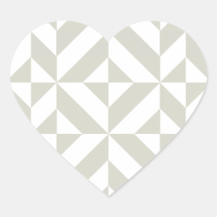 Medium Grey Geometric Deco Cube Pattern Heart Sticker