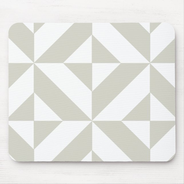 Medium Grey Geometric Deco Cube Pattern Mouse Pad (Front)
