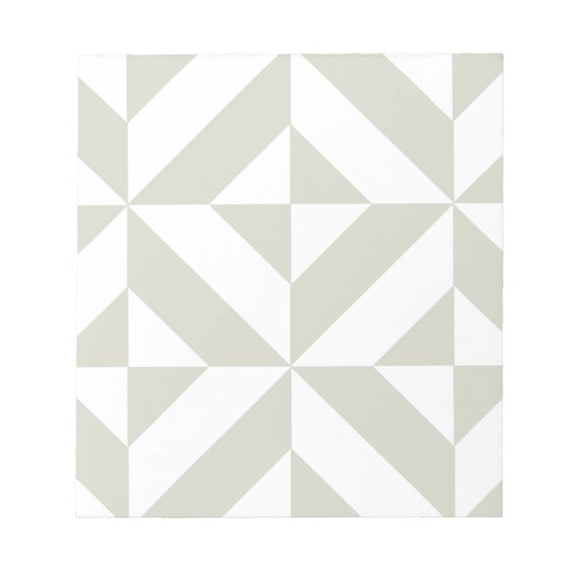 Medium Grey Geometric Deco Cube Pattern Notepad (Front)
