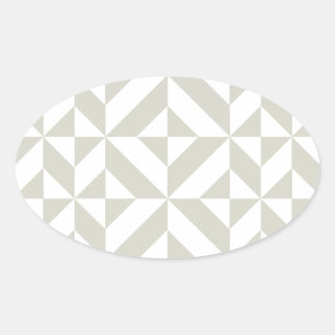 Medium Grey Geometric Deco Cube Pattern Oval Sticker