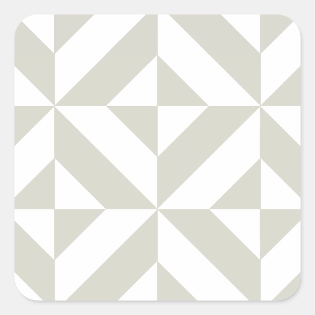 Medium Grey Geometric Deco Cube Pattern Square Sticker (Front)