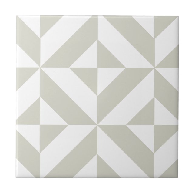 Medium Grey Geometric Deco Cube Pattern Tile (Front)