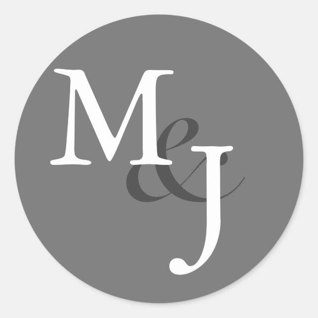 Medium Grey Monogrammed Wedding Envelope Seals (Front)
