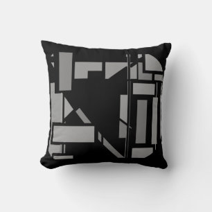 Medium Grey on Black Southwest Art-inspired Motif Cushion