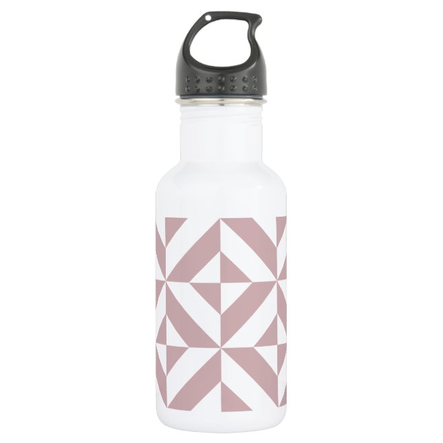 Medium Mauve Geometric Deco Cube Pattern 532 Ml Water Bottle (Front)