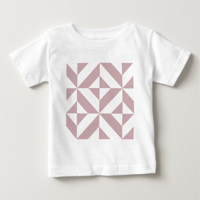 Medium Mauve Geometric Deco Cube Pattern Baby T-Shirt (Front)