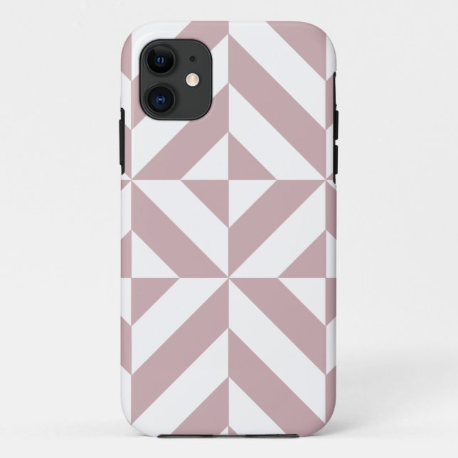 Medium Mauve Geometric Deco Cube Pattern Case-Mate iPhone Case (Back)