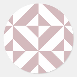 Medium Mauve Geometric Deco Cube Pattern Classic Round Sticker