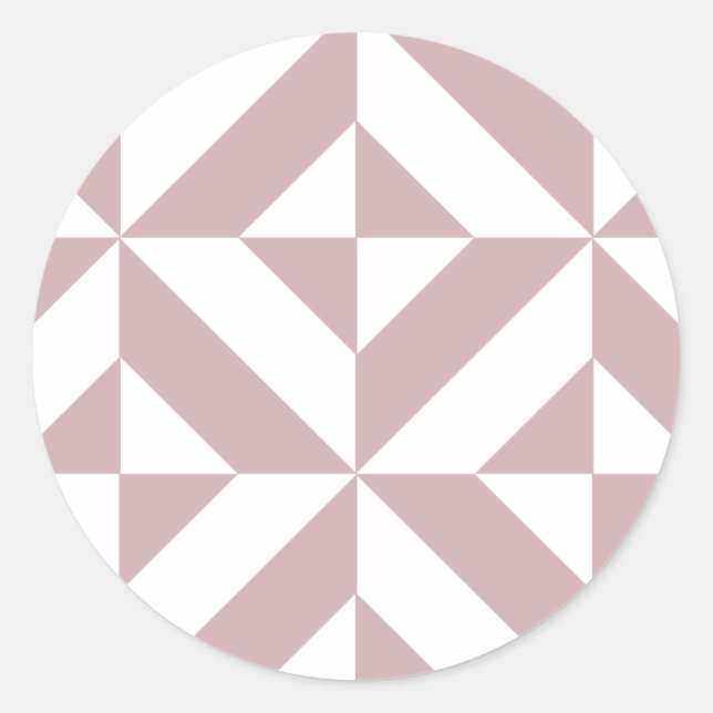 Medium Mauve Geometric Deco Cube Pattern Classic Round Sticker (Front)