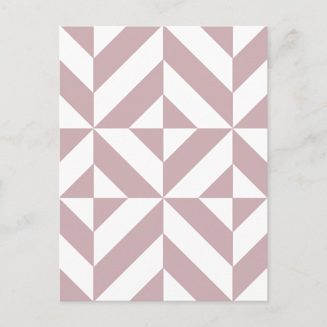 Medium Mauve Geometric Deco Cube Pattern Postcard (Front)