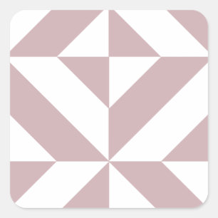 Medium Mauve Geometric Deco Cube Pattern Square Sticker