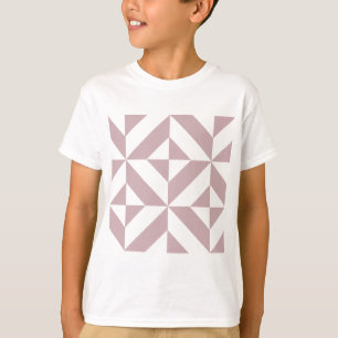Medium Mauve Geometric Deco Cube Pattern T-Shirt
