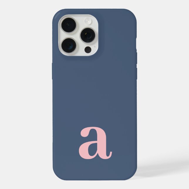 Medium Monogram Letter Blue & Pink Minimalist iPhone Case (Back)