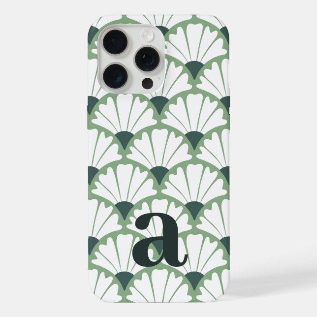 Medium Monogram Letter Green Vintage Pattern iPhone Case (Back)