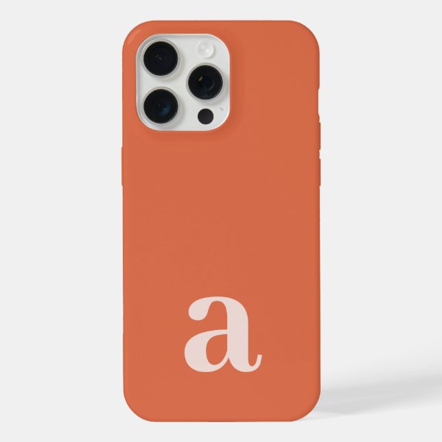 Medium Monogram Letter Orange Minimalist iPhone Case (Back)