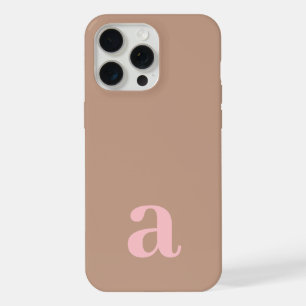 Medium Monogram Letter Pink & Brown Minimalist iPhone 15 Pro Max Case