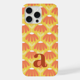 Medium Monogram Letter Yellow Vintage Floral iPhone 15 Pro Max Case