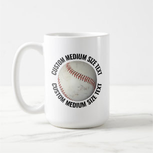 Medium Personalised Text Baseball 15 oz. Custom Coffee Mug