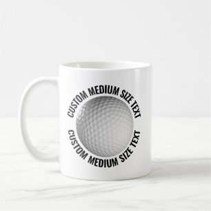 Medium Personalised Text Golf Ball 11oz. Custom Coffee Mug