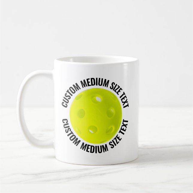 Medium Personalised Text Pickleball 11oz. Custom Coffee Mug (Left)