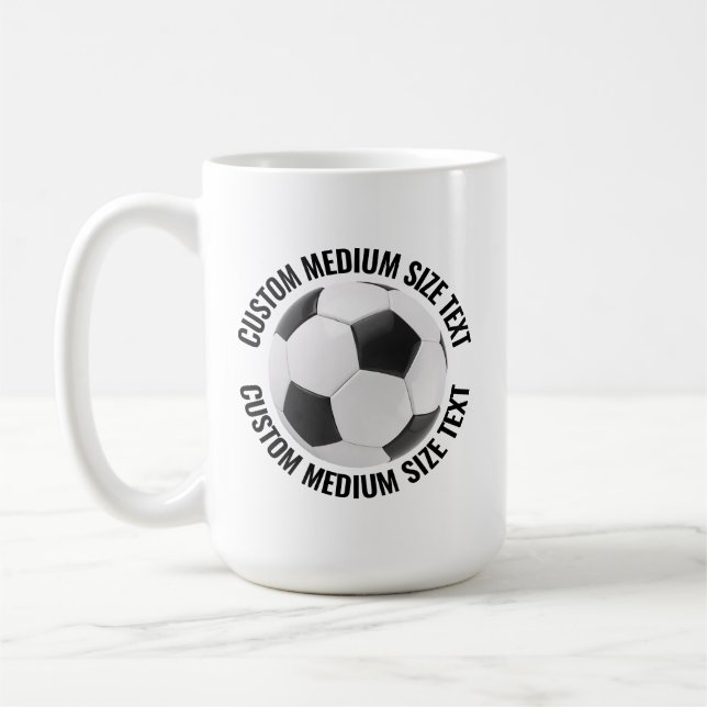 Medium Personalised Text Tennis Ball 15 oz. Custom Coffee Mug (Left)
