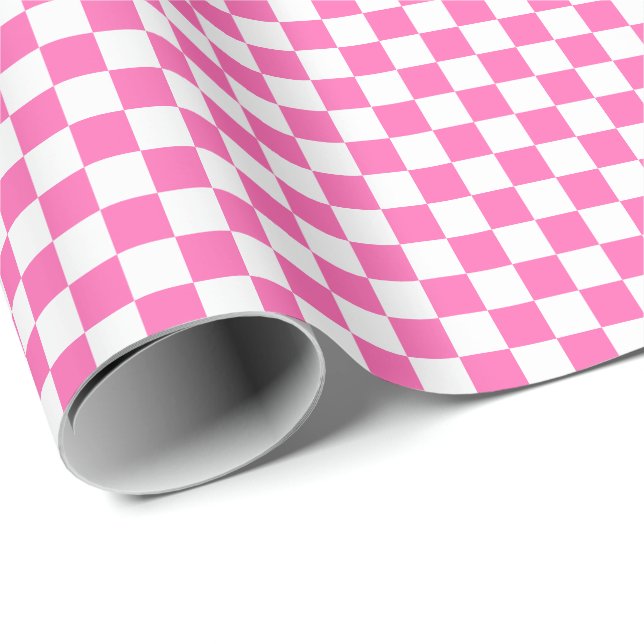 Medium Pink and White Checks Wrapping Paper (Roll Corner)