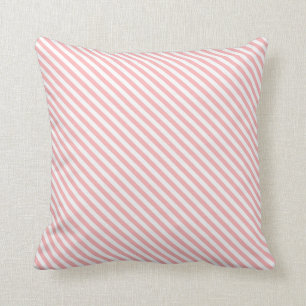 Medium Pink and White Stripes Throw Pillow