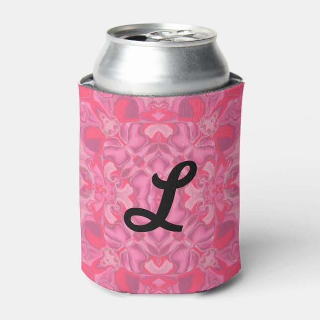 Medium Pink Kaleidoscope Pattern #1 Can Cooler (Can Front)