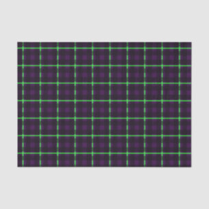 Medium Purple & Neon Green Tartan 02 Tissue Paper
