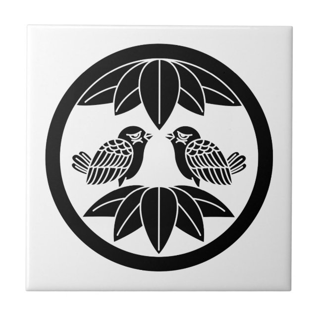 Medium ring with ten sasas facing sparrow ceramic tile (Front)