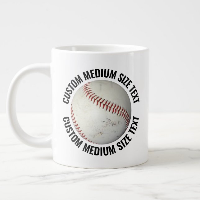 Medium Size Personalised Text Baseball Custom Large Coffee Mug (Left)