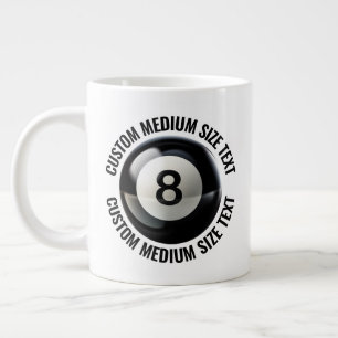Medium Size Personalised Text Pool 8 Ball Custom Large Coffee Mug