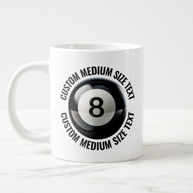Medium Size Personalised Text Pool 8 Ball Custom Large Coffee Mug (Left)