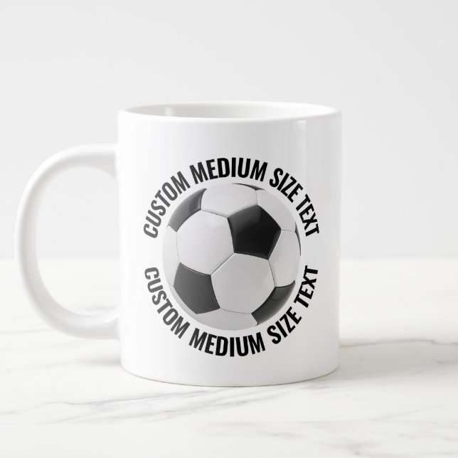 Medium Size Personalised Text Soccer Ball Custom Large Coffee Mug (Left)