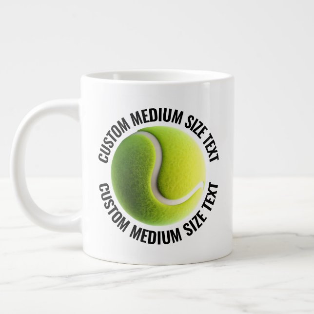 Medium Size Personalised Text Tennis Ball Custom Large Coffee Mug (Left)