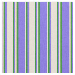 Medium Slate Blue, Bisque & Forest Green Lines Fabric