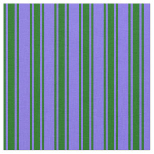 Medium Slate Blue & Dark Green Coloured Stripes Fabric