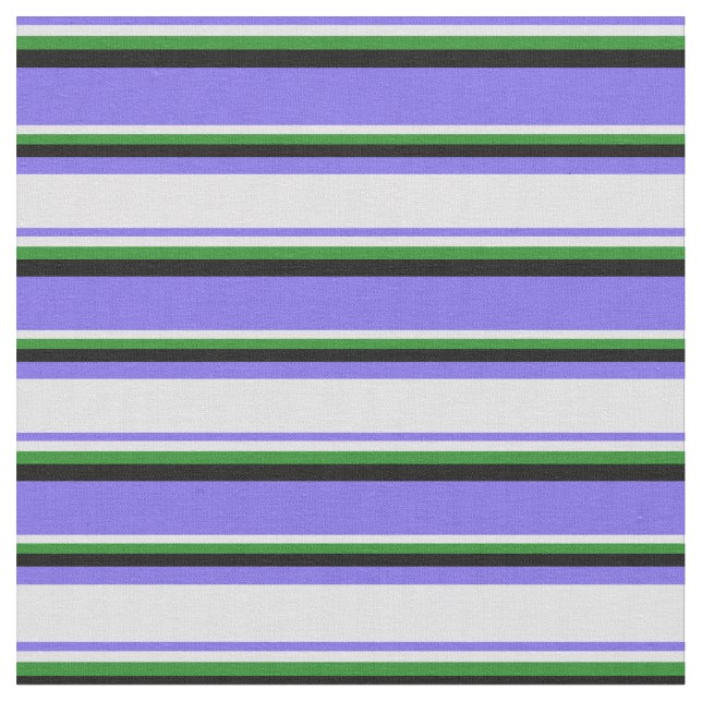 Medium Slate Blue, Lavender, Forest Green & Black Fabric (Close Up)