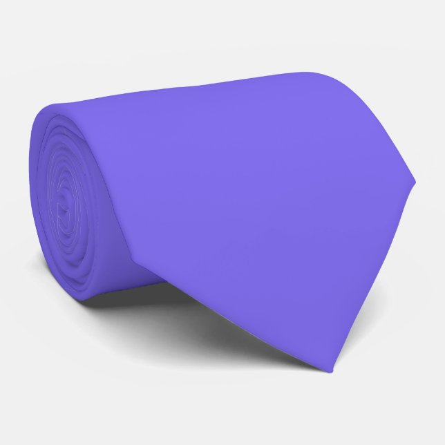 Medium Slate Blue Purple Colour Solid Plain Tie (Rolled)